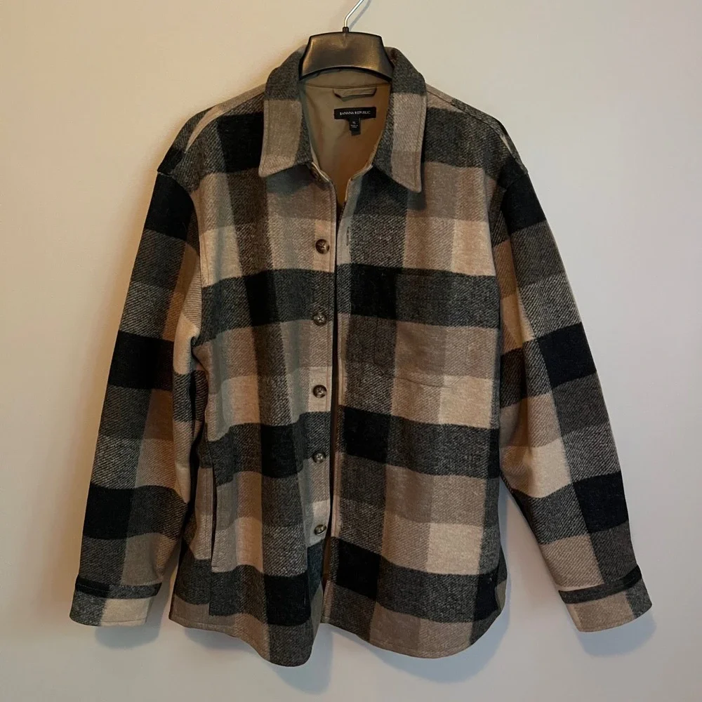 Banana Republic Men Heritage XL Buffalo Plaid Shirt Jacket Lined Shacket